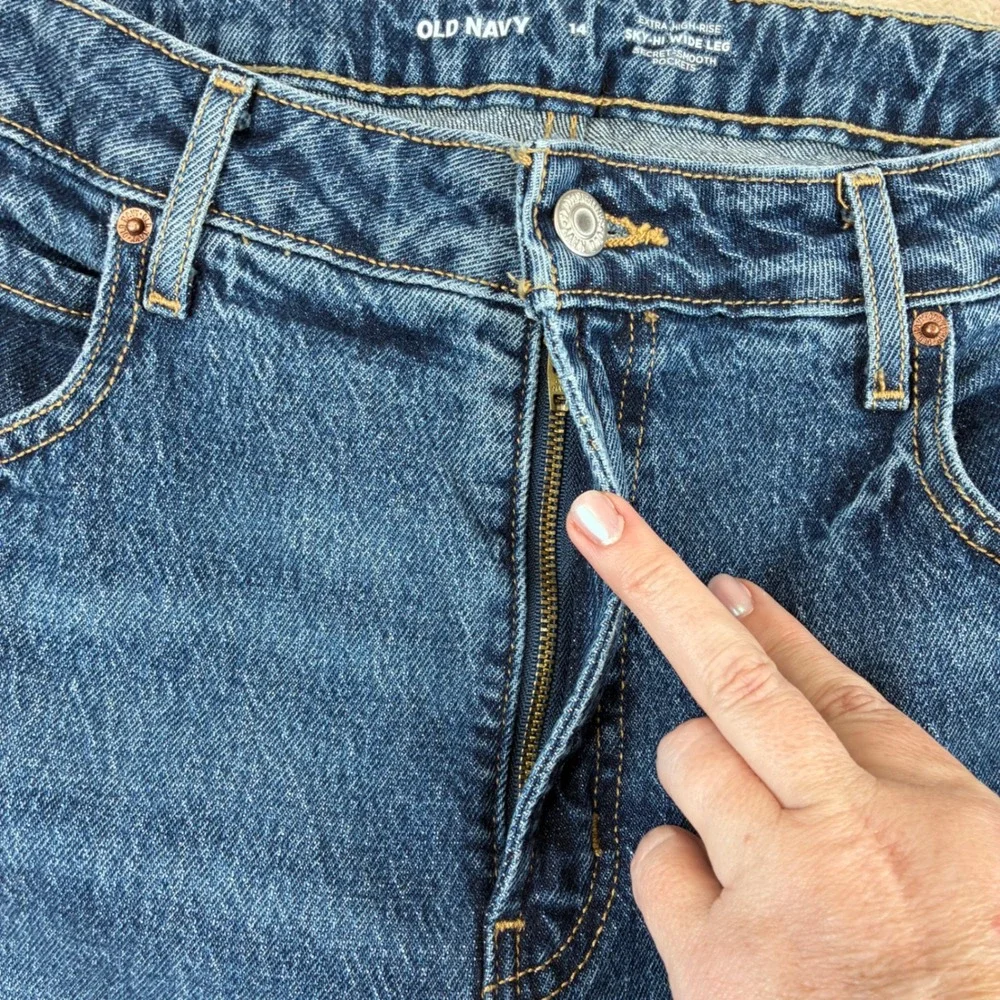 Old Navy Sky-Hi‎ Wide Leg 14 Cotton Denim Indie Boho Retro Streetwear Chic